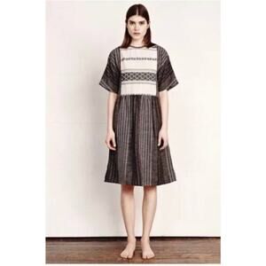 ACE & JIG Sz M Medium Cora Dress Narnia Textile Gray Black Midi